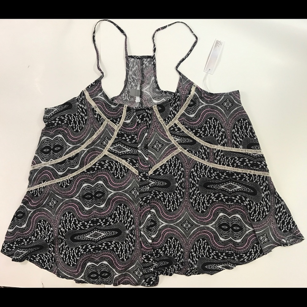 NWT Women's Chelsea Printed Tank Top Black Sz L #1